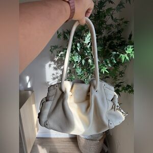 Cole Haan Ivory Pebbled Leather Shoulder Bag — Slouchy Hobo Style